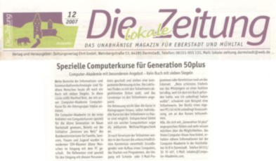 Pressebericht in der lokalen Zeitung, Stadtteil Eberstadt und M�hltal